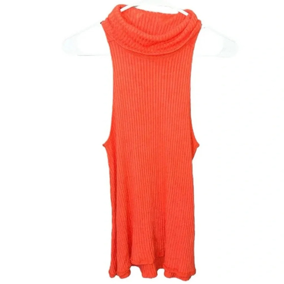 We The Free Topanga Knit Turtle Neck Tank Top Orange XS - Picture 1 of 4